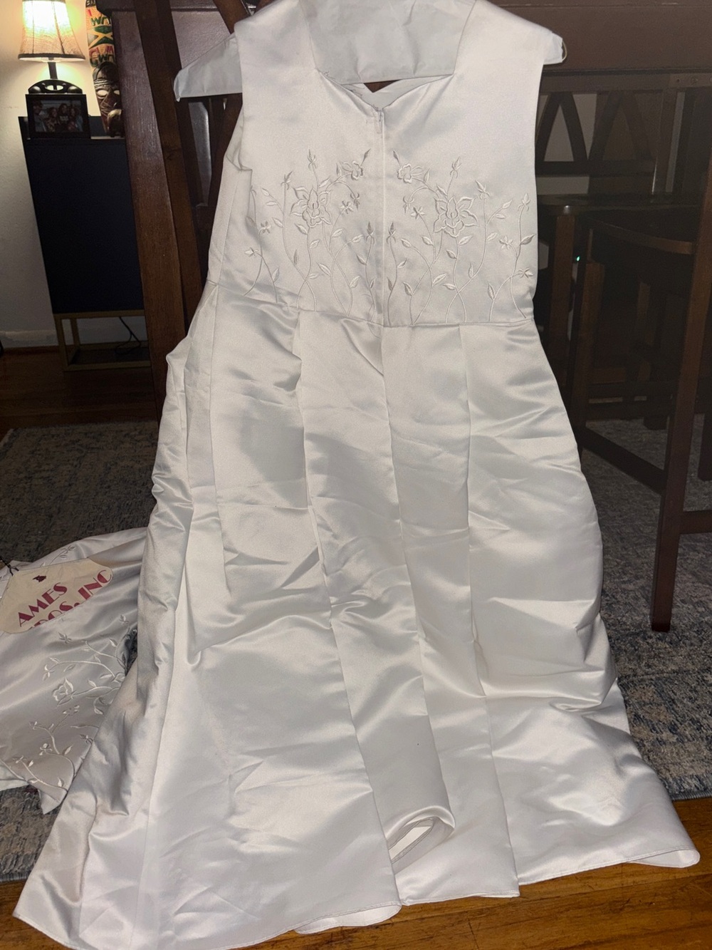 NYC White Satin Formal Dress